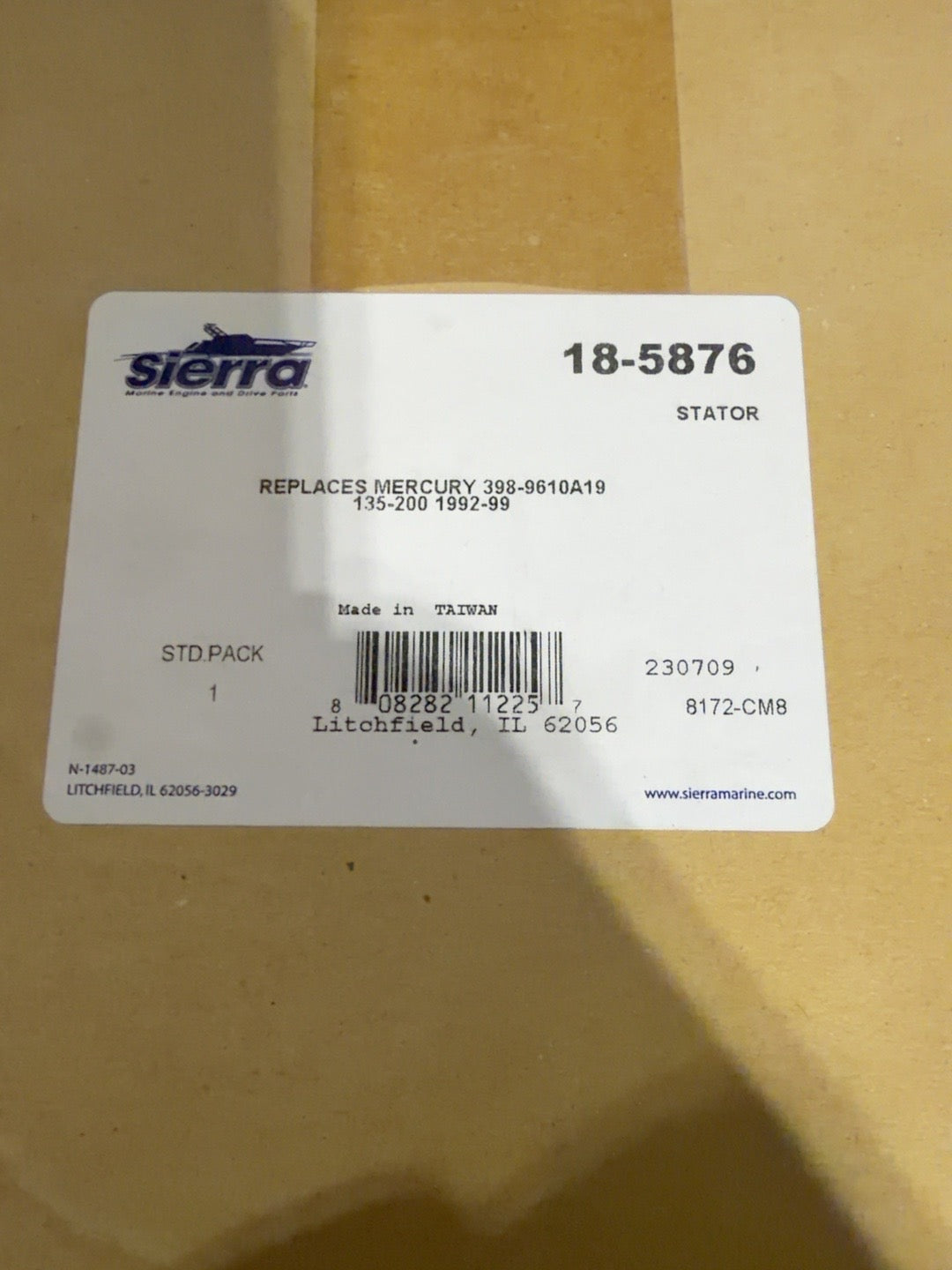 Actual Sierra 18-5876 packaging label