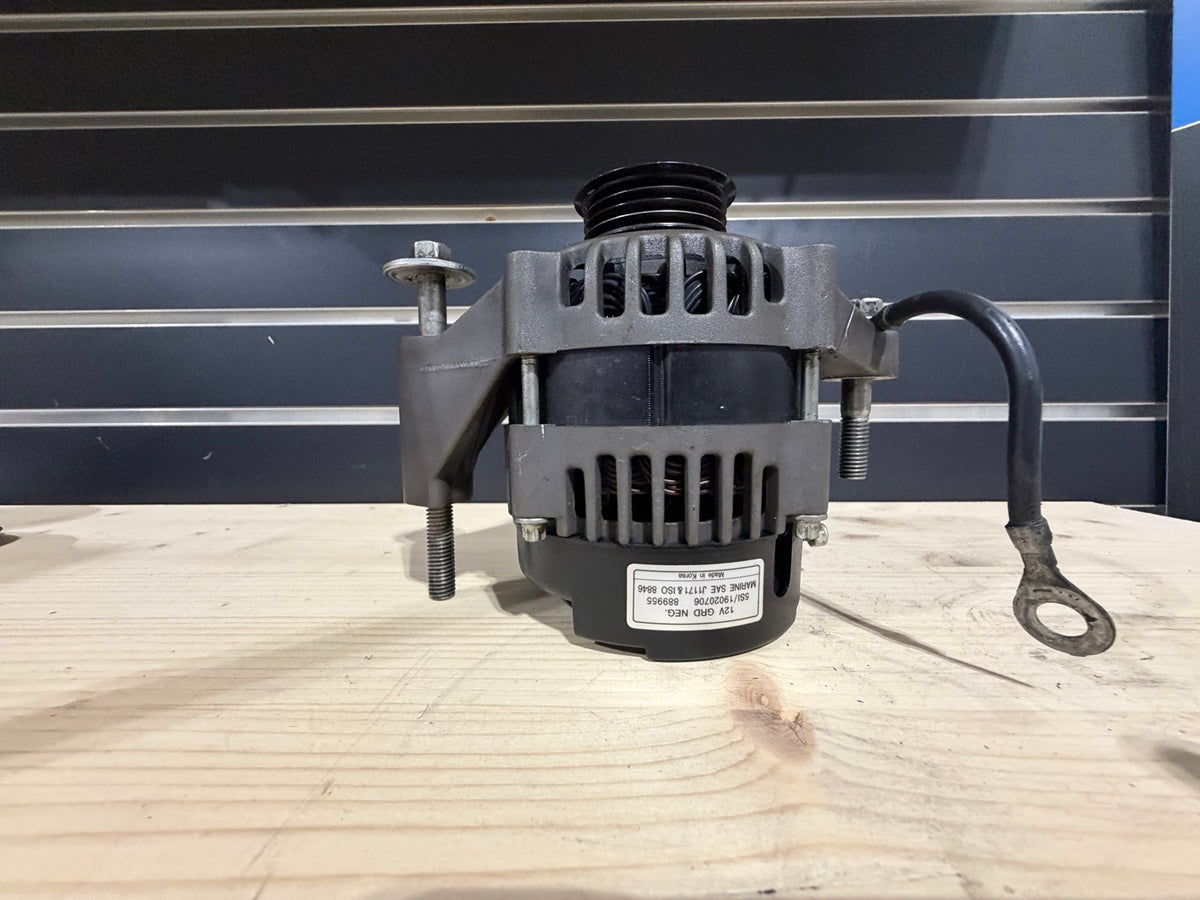 Mercury 889955 alternator label and side view