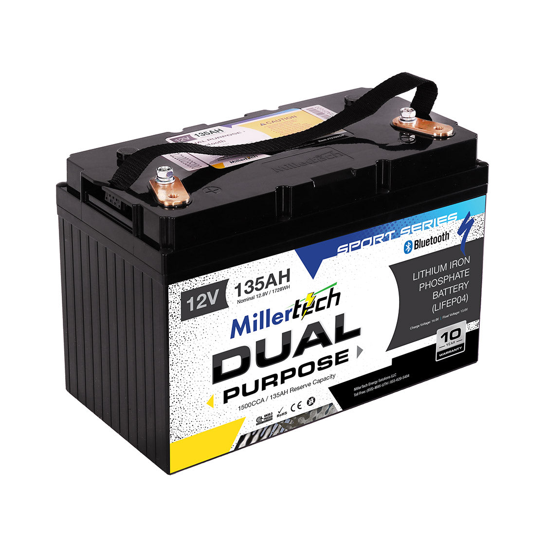 MillerTech 135Ah 12V DUAL PURPOSE 1500CCA Bluetooth LiFePO4 Group 31 Battery (12135-DP)