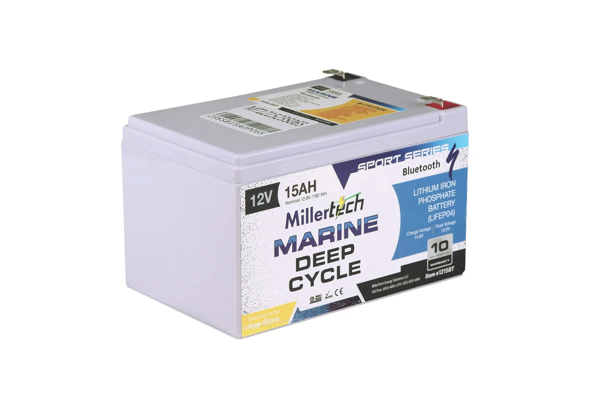 MillerTech 12V 15Ah Sport Series Bluetooth Lithium Battery (1215-BT)