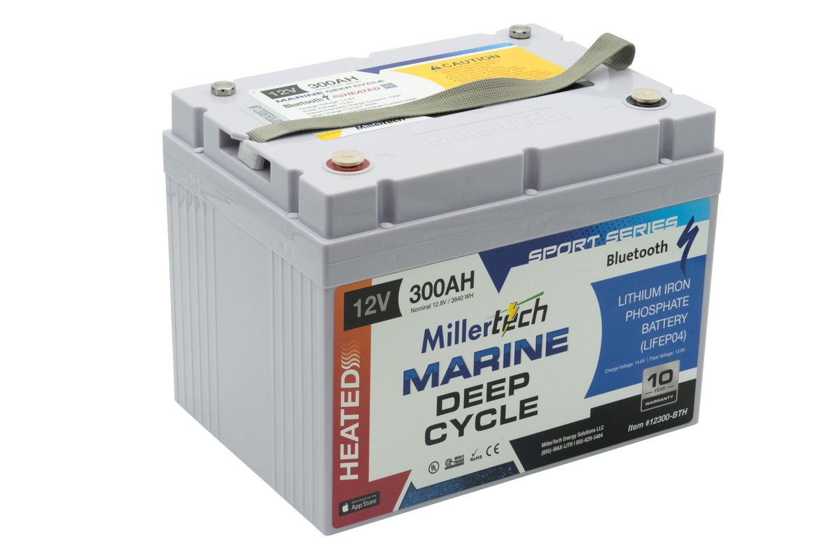 MillerTech 300Ah 12V HEATED Bluetooth LiFePO4 Deep Cycle Battery (12300-BTH)