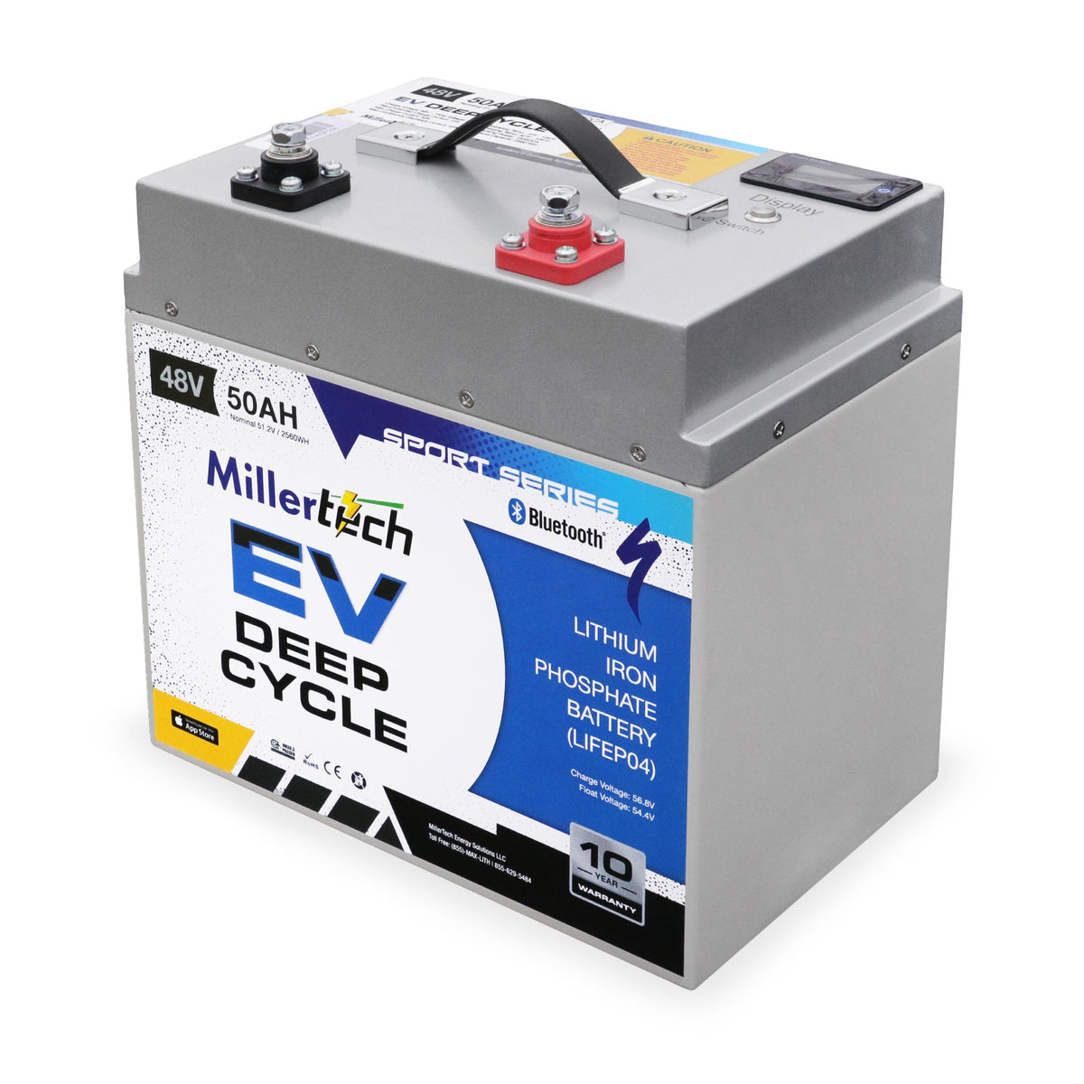 MillerTech 50Ah 48V EV LiFePO4 Golf Cart GC2 Battery (4850-BT)