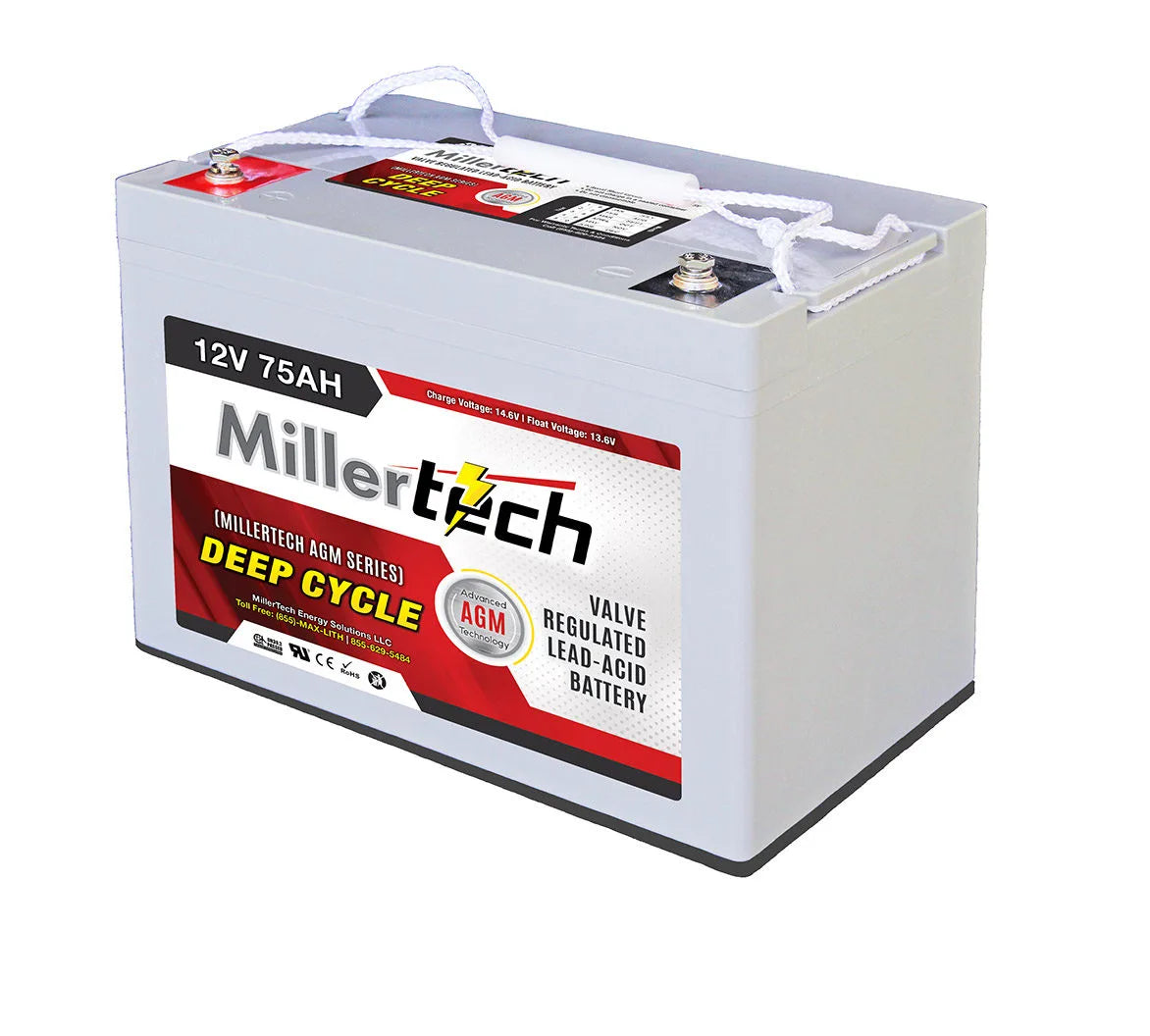 MillerTech 12V 75Ah AGM Battery (75AGM)