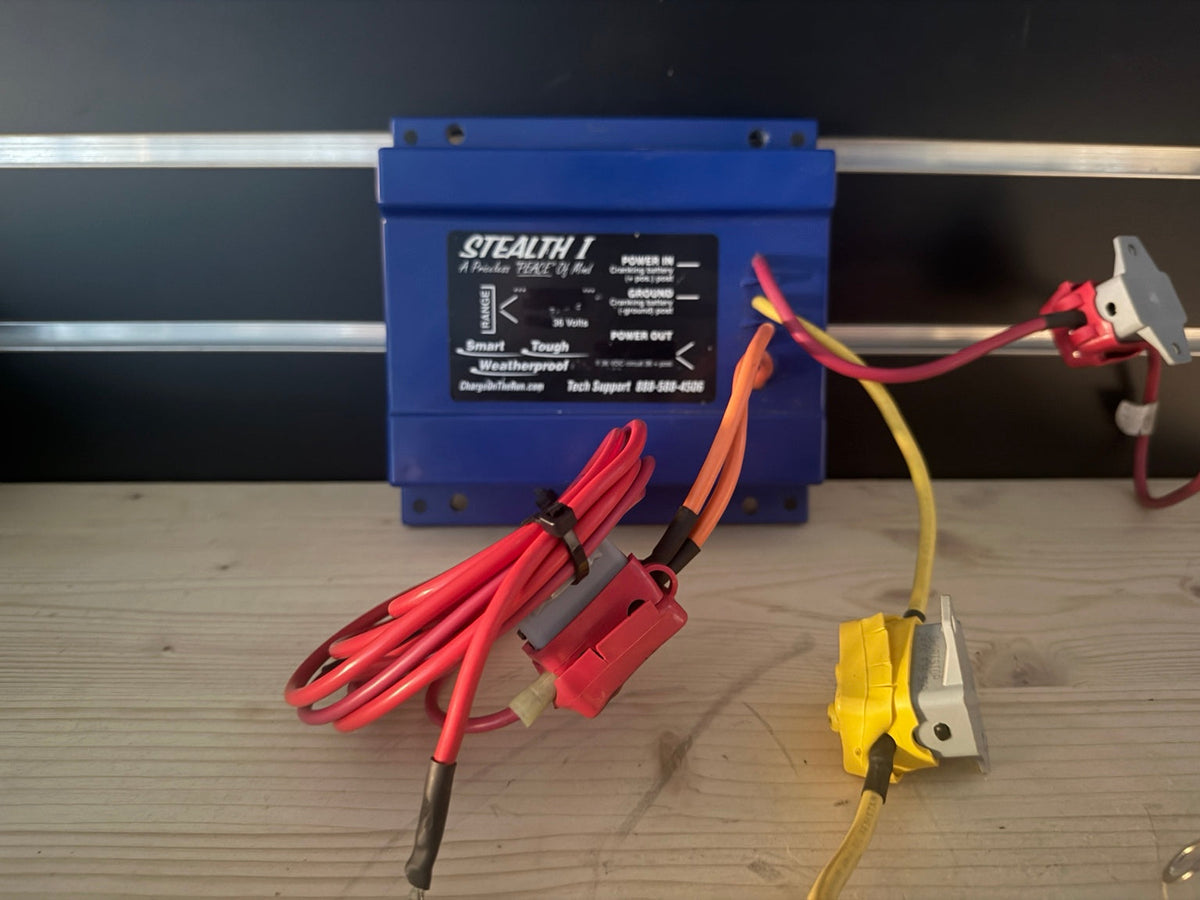Used blue Stealth I DC charger with attached wiring